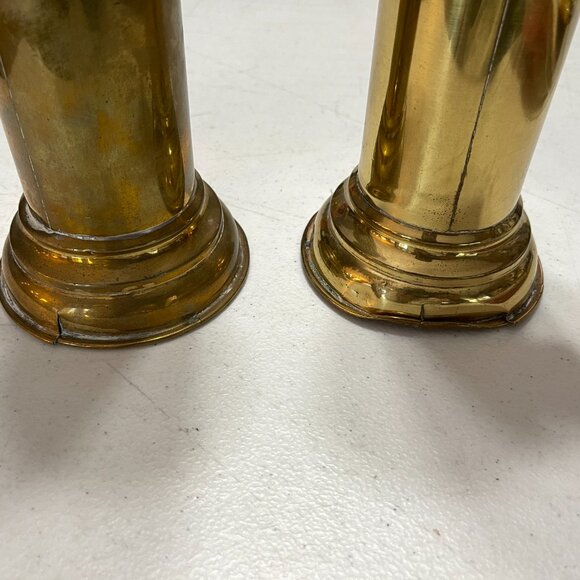 BRASS ARTILLERY SHELL CASING 19" CONVERTED TO BOOKEND/UMBRELLA STAND - Picture 5 of 6